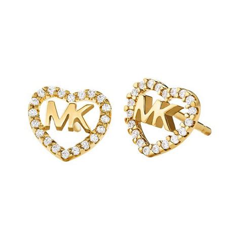 michael kors halskette mit ohrstecker in silber herzform